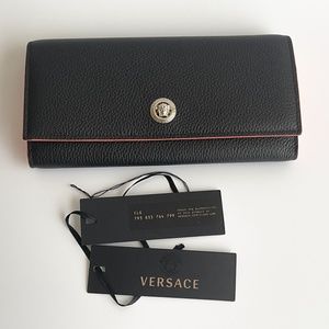 Versace Medusa Black Leather Continental Wallet